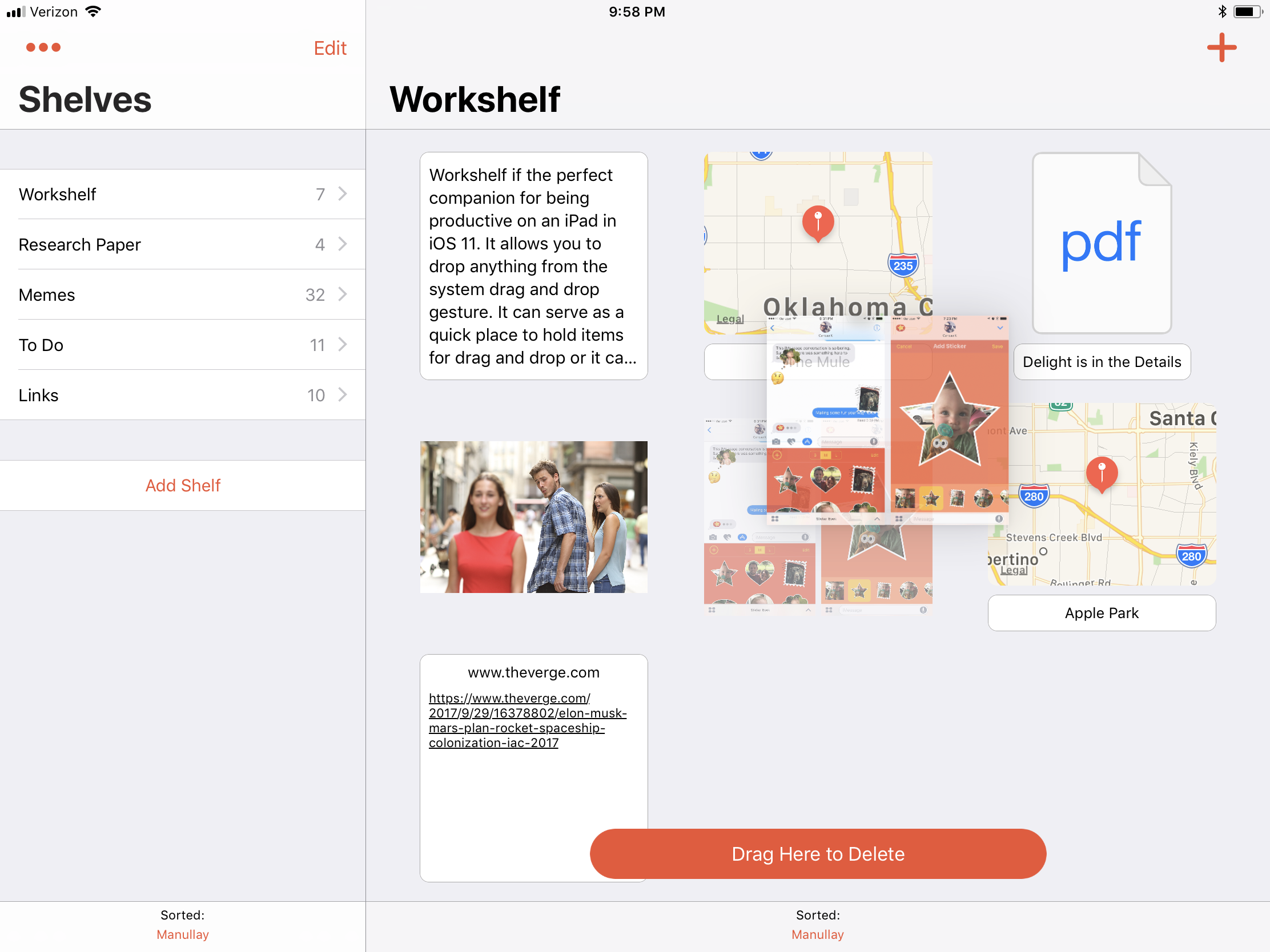 Workshelf for iPad